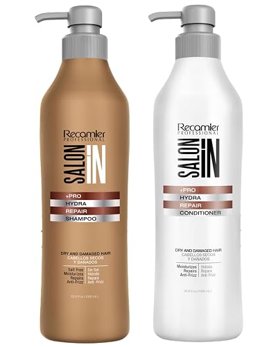 Salon In by Recamier | Hydra Repair Hair Shampoo & Conditioner Set (33.8 fl oz / 1000 ml) | Dry And Damaged Hair Beauty & Personal Care RECAMIER PROFESSIONAL SALON IN