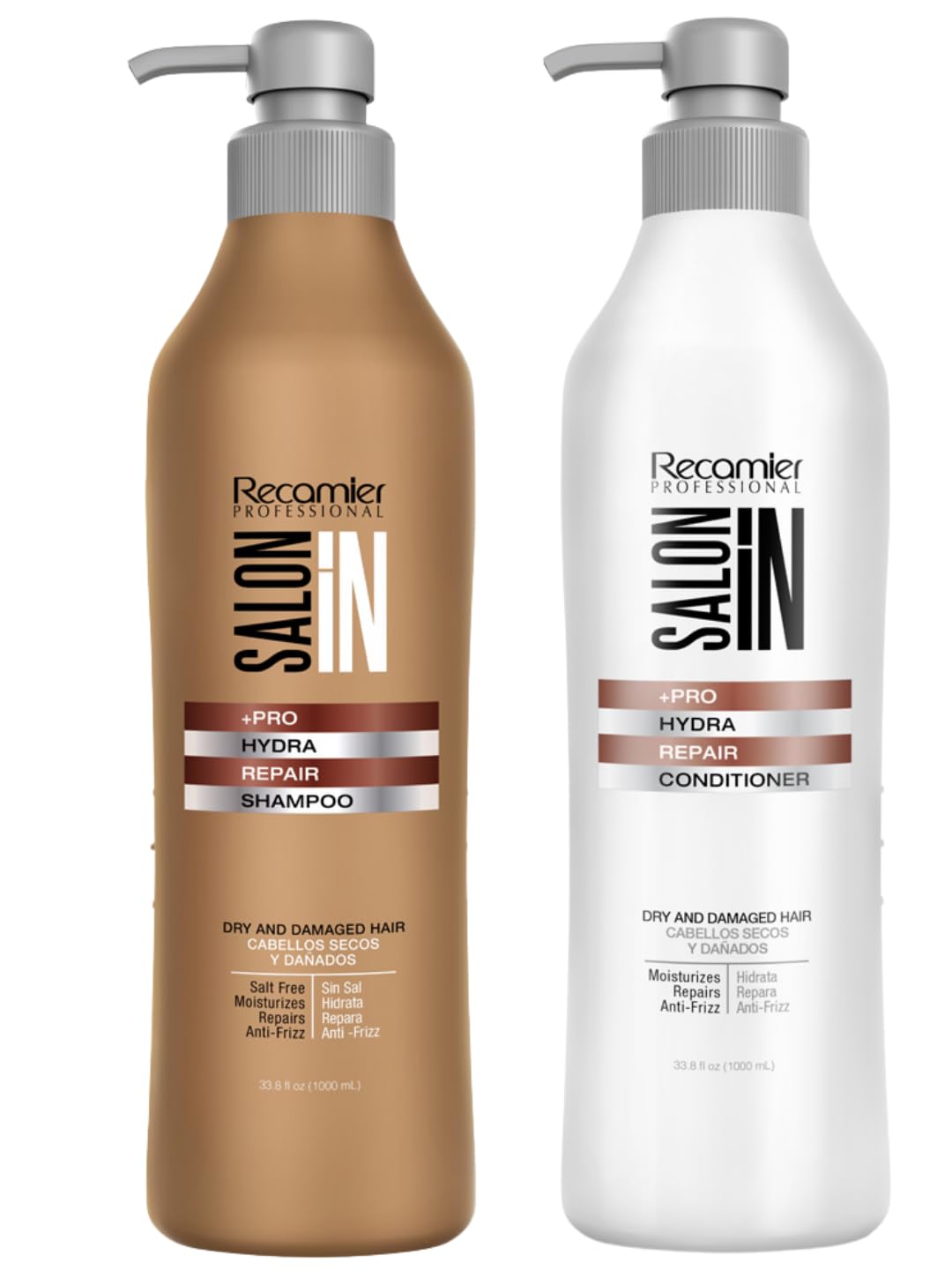 Salon In by Recamier | Hydra Repair Hair Shampoo & Conditioner Set (33.8 fl oz / 1000 ml) | Dry And Damaged Hair Beauty & Personal Care RECAMIER PROFESSIONAL SALON IN