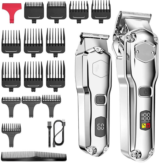 HEYLZBKCF Mens Hair Clippers 2PCS Combo Kit Adjustable Clipper Professional Trimmer for Men Barber Electric Beard Cutter Machine Rechargeable Beauty and Personal Care HEYLZBKCF