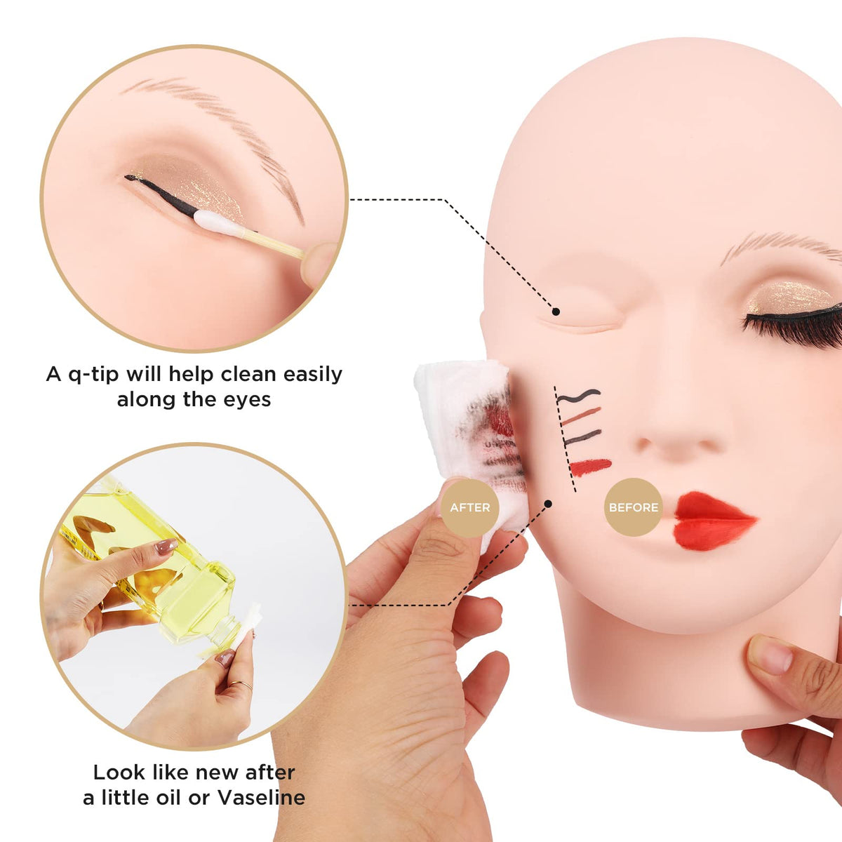 LASHVIEW Lash Mannequin Head, Practice Training Head for Make Up and Lash Extention,Cosmetology Face Head,Soft-Touch Rubber,Easy to Clean by Skincare Beauty & Personal Care LASHVIEW