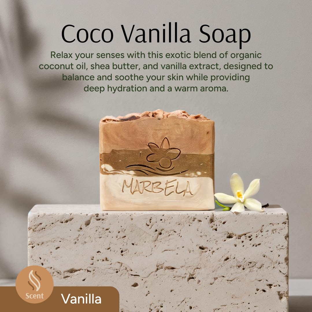 Marbela Cosmetics Handmade Soap Bar - Made in USA, Vegan Friendly, Palm Oil Free, Natural Bar Soap - Face & Body Soap for Daily Skin Care Beauty & Personal Care Marbela