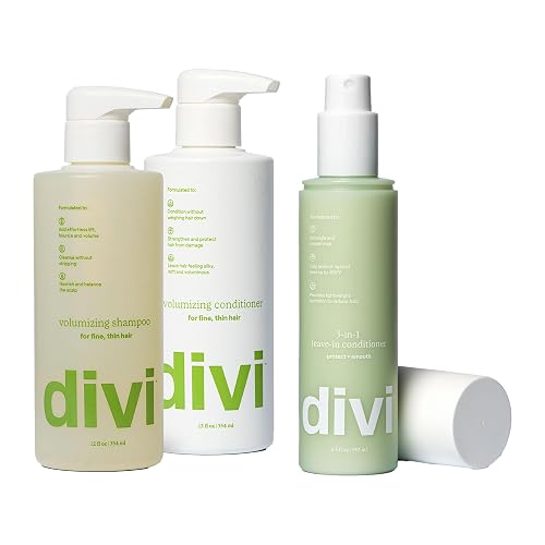 Divi Wash Day Essentials for Fine and Thinning Hair, Volumizing Shampoo, Conditioner, Leave-In Conditioner, 3-Piece Set Beauty & Personal Care divi