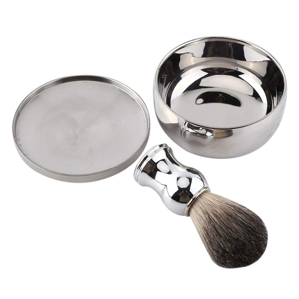 Qkiss Men's Shaving Set with Alloy Soap Mug Bowl & Lid, Silver Handle Faux Hair Brush, Professional Grooming Kit for Men's Daily Shaving Routine Beauty and Personal Care Qkiss