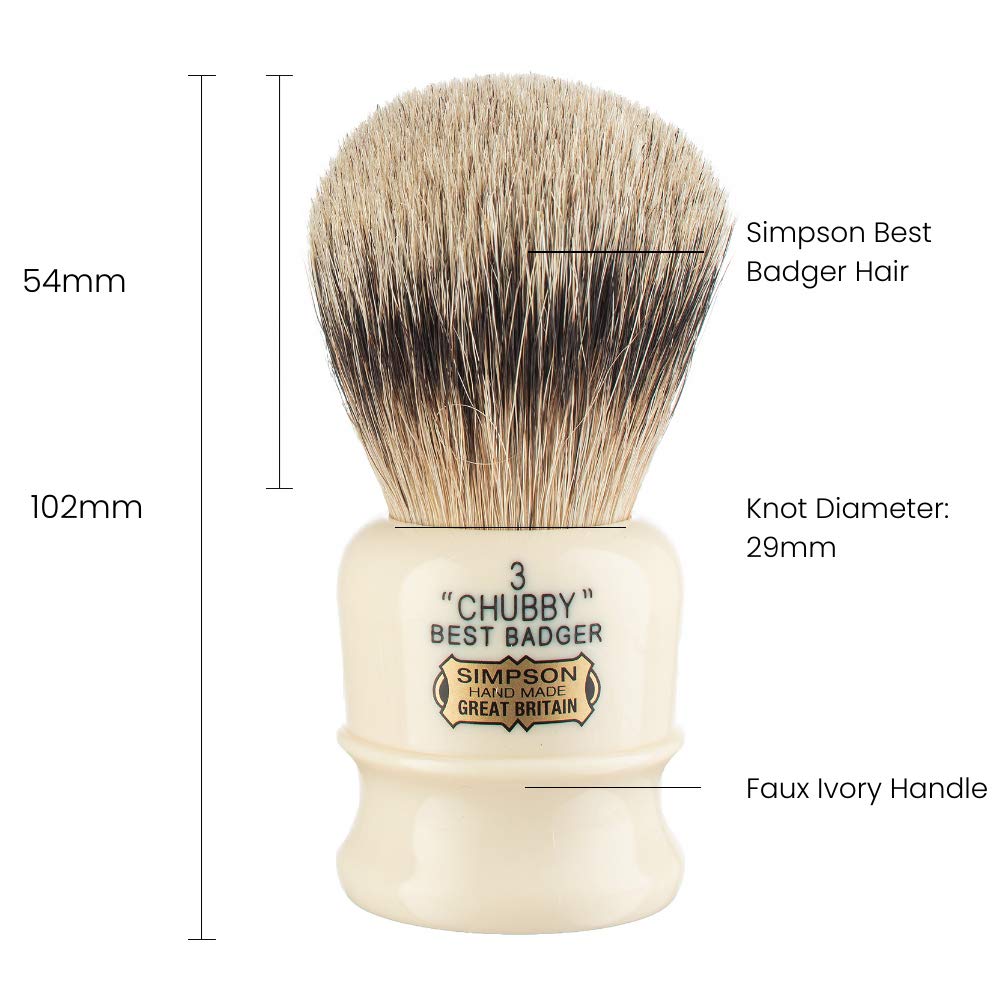 Simpsons Best Badger Shaving Brush (Chubby CH3 Best) Beauty and Personal Care Simpson Shaving Brushes