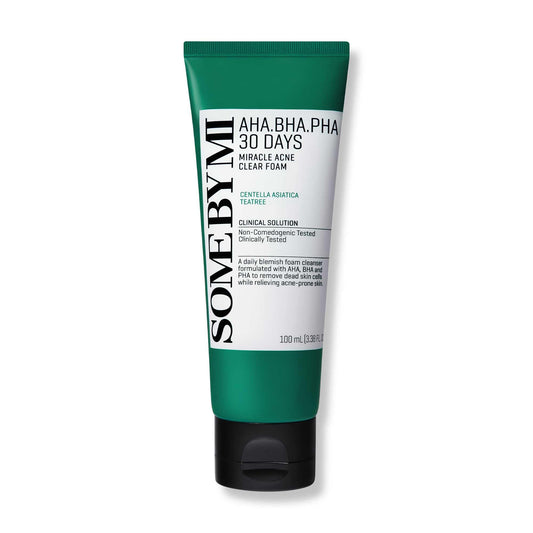 SOME BY MI AHA BHA PHA 30 Days Miracle Acne Clear Foam - 3.38oz, 100ml - Korean Acne Face Wash for Smooth & Clear Skin - Salicylic Acid Cleanser Beauty & Personal Care SOME BY MI
