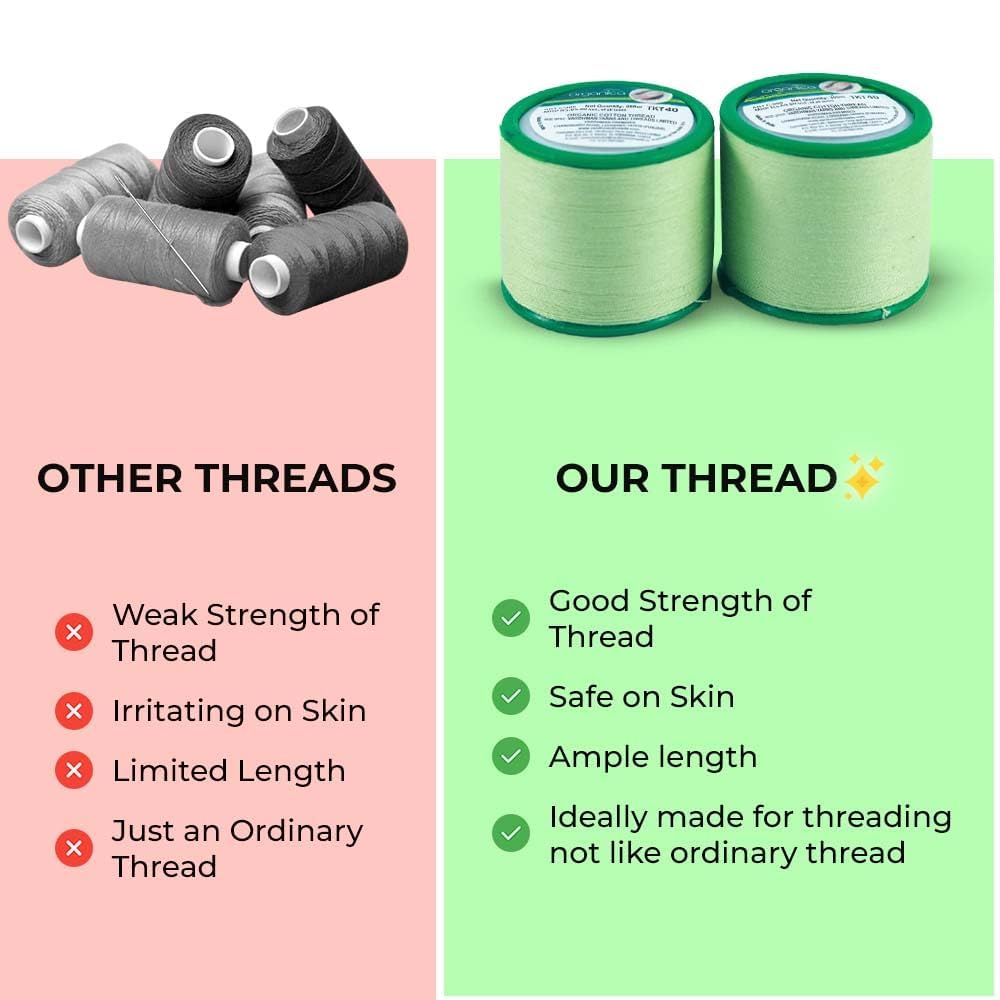 ORGANICA 2 Spool X 300M Organica Organic Cotton Eyebrow Threading Thread - India - Dermaplaning Epilator Tool for Upper Lip Chin Forehead Ibrow Hair Beauty and Personal Care UNIQUE KAFTANS