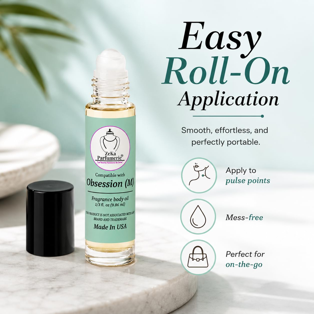 ZEKA PARFUMERIE Ombre Nomade Perfume Oil | Long-Lasting Unisex Fragrance Body Oil | Alcohol-Free Roll-On | 1/3 Fl Oz (9.86 mL) Made in USA Beauty & Personal Care ZEKA PARFUMERIE