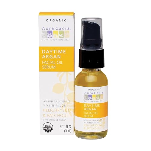 Aura Cacia Daytime Argan Facial Oil Serum, Organic Face Serum with Pure Essential Oils, Nourishing Blend of Argan, Jojoba, Helichrysum and Patchouli | Beauty & Personal Care Aura Cacia