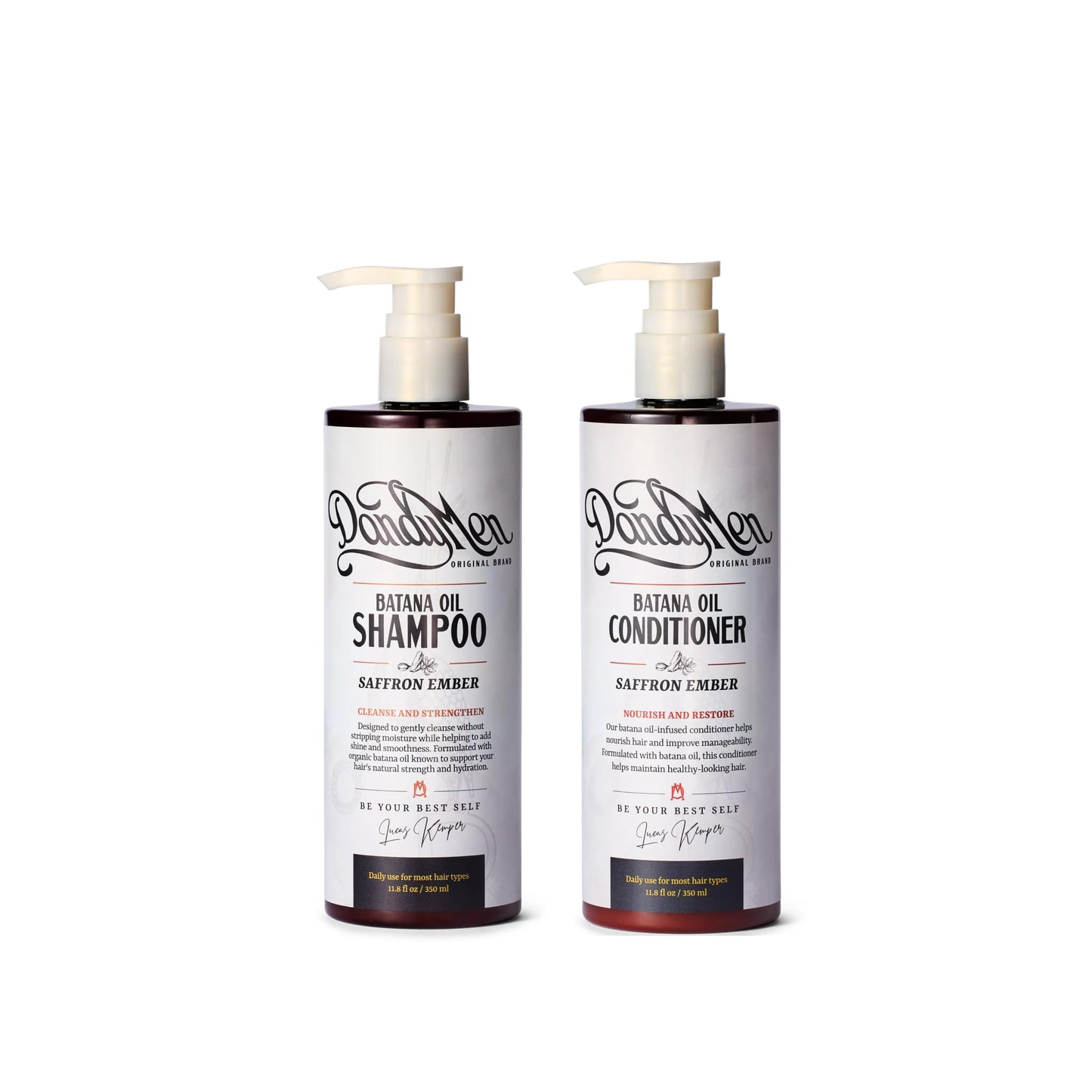 DandyMen Batana Oil Set - Hydrating Shampoo & Conditioner for Wavy & Curly Hair - Frizz Control & Curl Definition - Saffron Ember Scent Beauty & Personal Care DandyMen