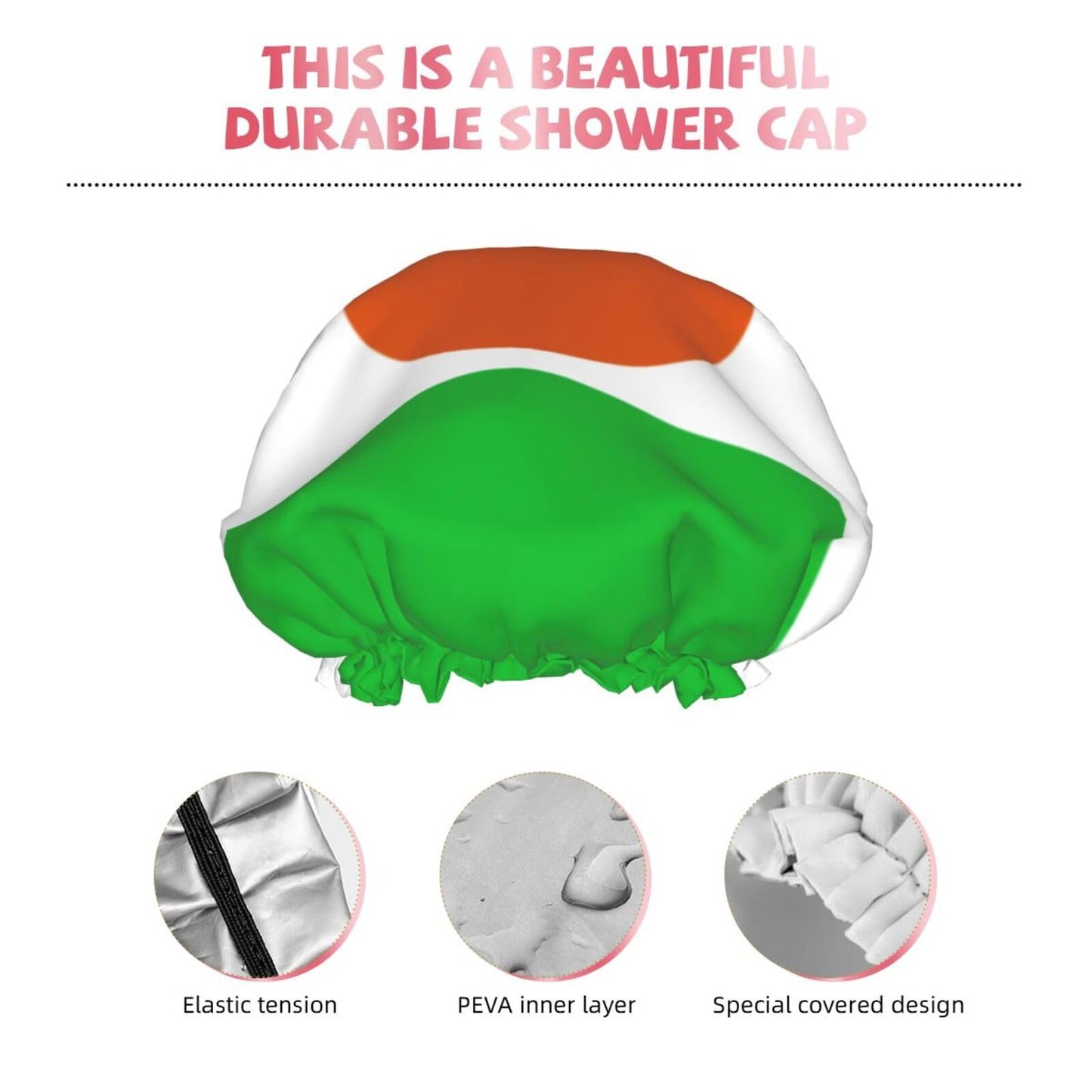 Niger Flag Prints Shower Cap Double Layer Lined Waterproof Bathing Shower Hat Beauty and Personal Care Hayyett