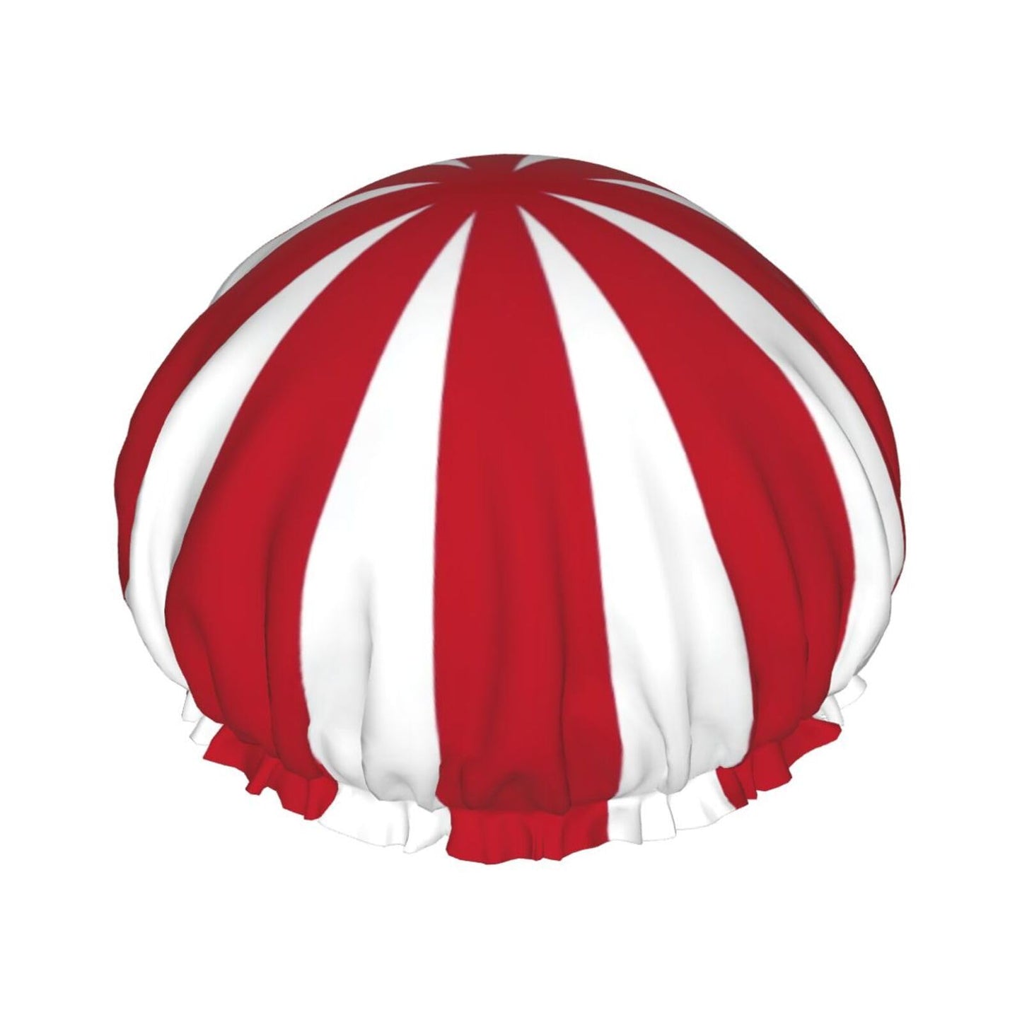 Red White Stripe Shower Cap For Women Adjustable Double Waterproof Layers Bathing Shower Hat Hair Protection Reusable Ladies Spa Salon Shower Hat Beauty and Personal Care Sjilai