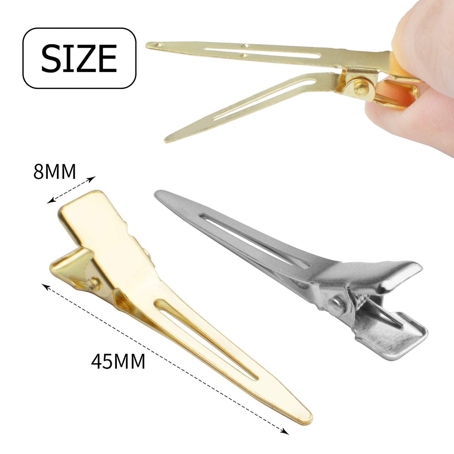 Jdesun 100pcs 1.77 Inches Single Prong Curl Clips Section Clips Metal Alligator Hair Clips Hairpins for Hair Extensions, 2 Colors Beauty & Personal Care Jdesun