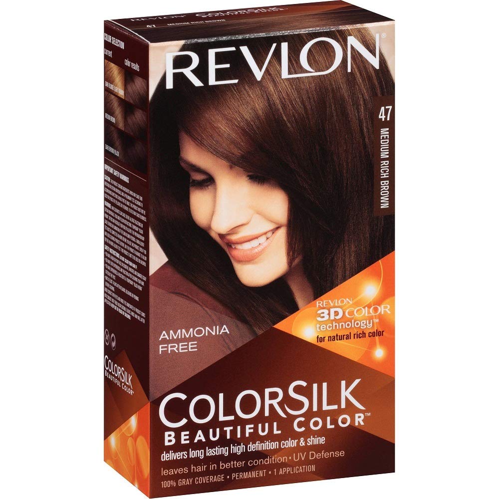 Revlon ColorSilk Hair Color [47], Medium Rich Brown 1 ea (Pack of 7) Beauty & Personal Care COLORSILK