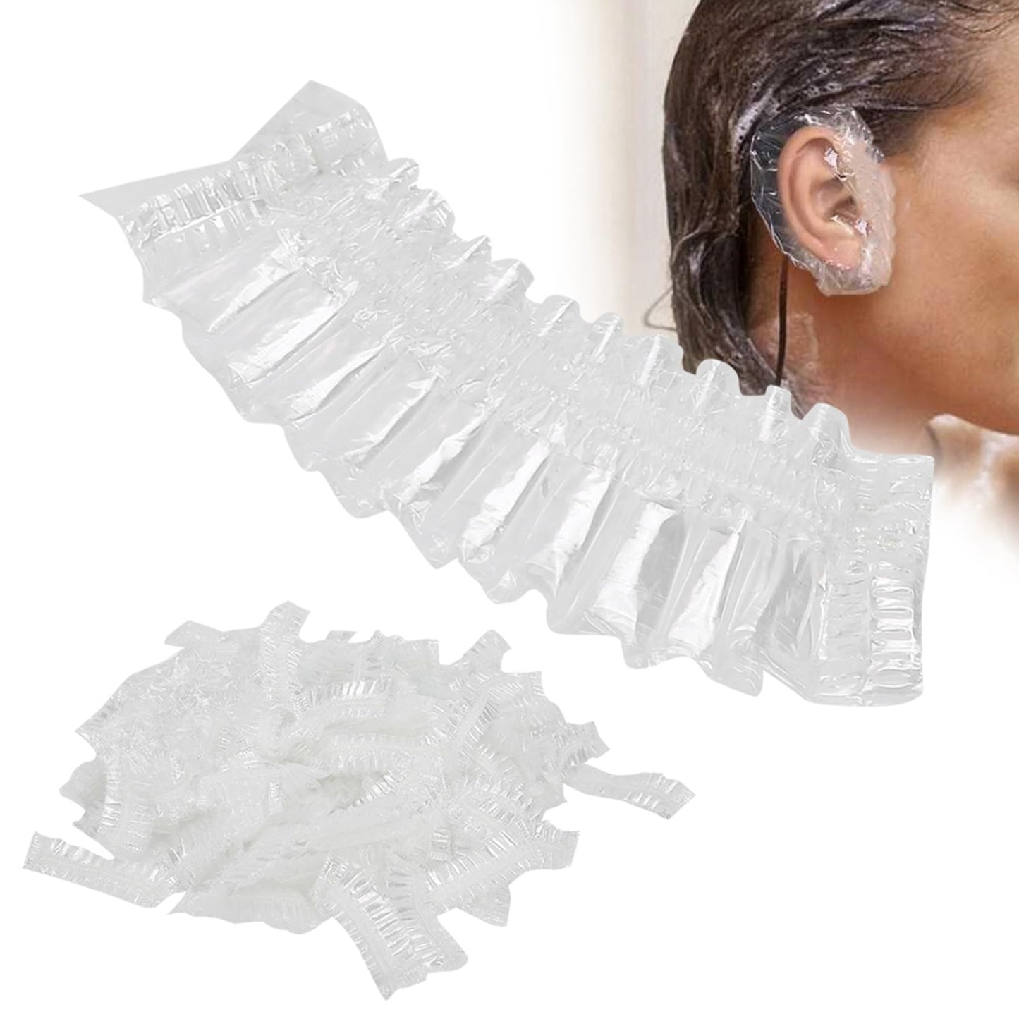 FILFEEL 100 Pcs Disposable Ear Covers, Elastic Protectors for Hair Dye, Shower, Bathing Beauty and Personal Care FILFEEL