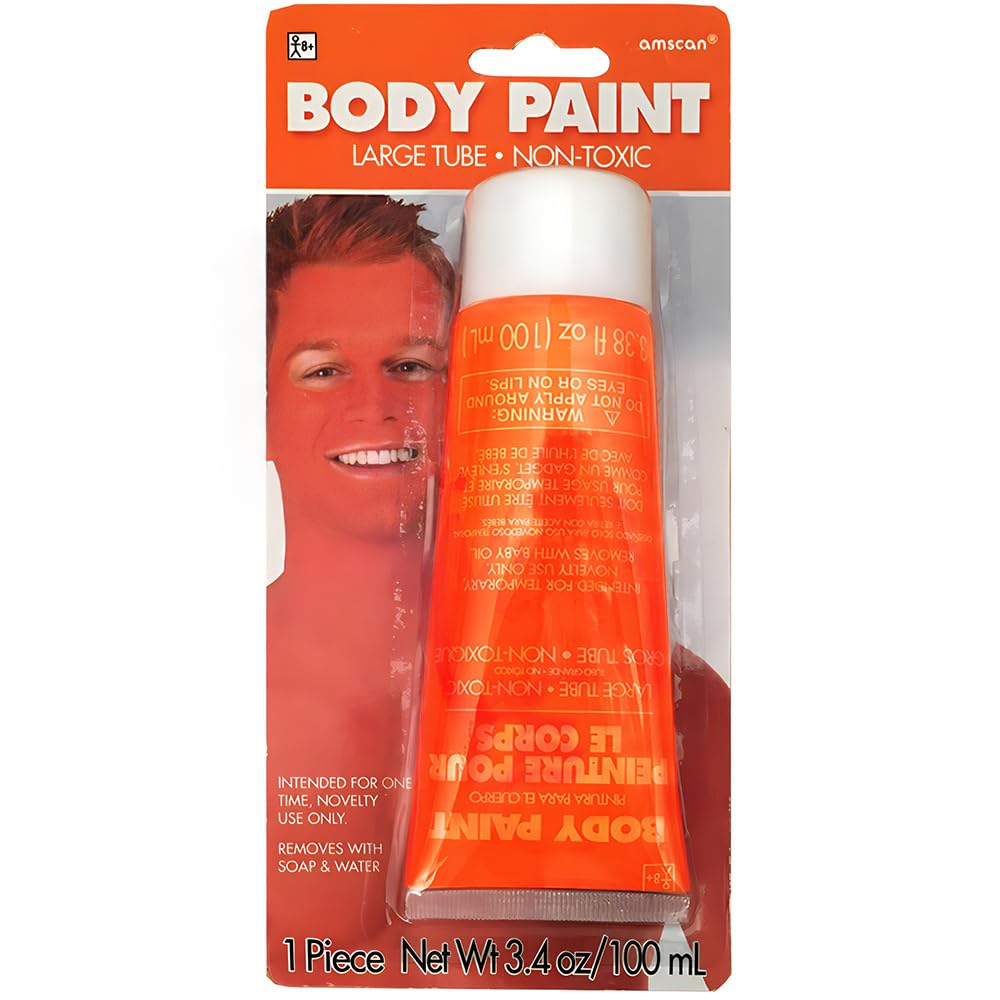 Orange Body Paint for Halloween - 3.4 oz. (1 Pc.) - Vibrant & Easy-to-Apply Costume Makeup, Perfect for Props and Parties Beauty & Personal Care Amscan
