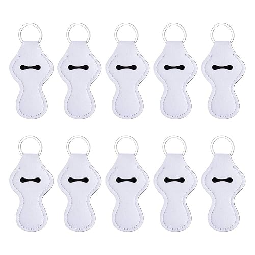 10pcs Sublimation Blanks Chapstick Holder Keychains Bulk Lipstick Holder Keychains Chapstick Keyring Holder (White) Beauty & Personal Care WACAR