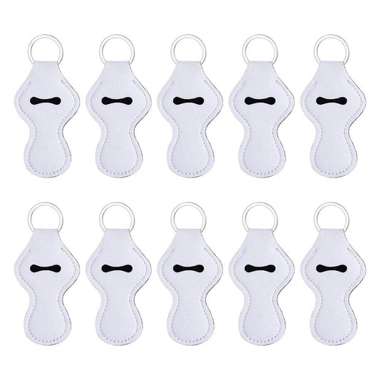 10pcs Sublimation Blanks Chapstick Holder Keychains Bulk Lipstick Holder Keychains Chapstick Keyring Holder (White) Beauty & Personal Care WACAR