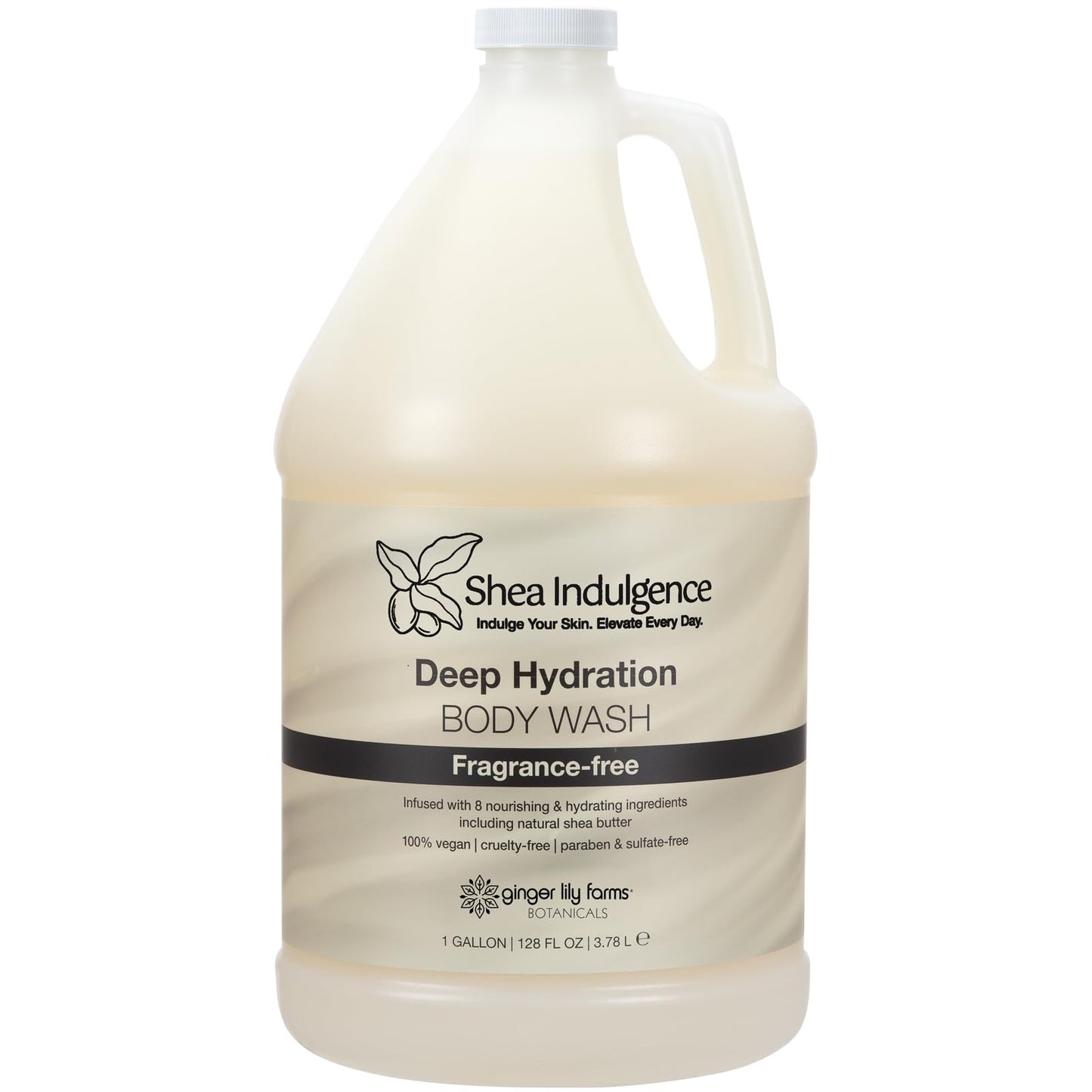 Ginger Lily Farms Botanicals Shea Indulgence Deep Hydration Body Wash, 100% Vegan & Cruelty-Free, Fragrance-Free, 1 Gallon (128 fl oz) Refill Beauty & Personal Care Ginger Lily Farms