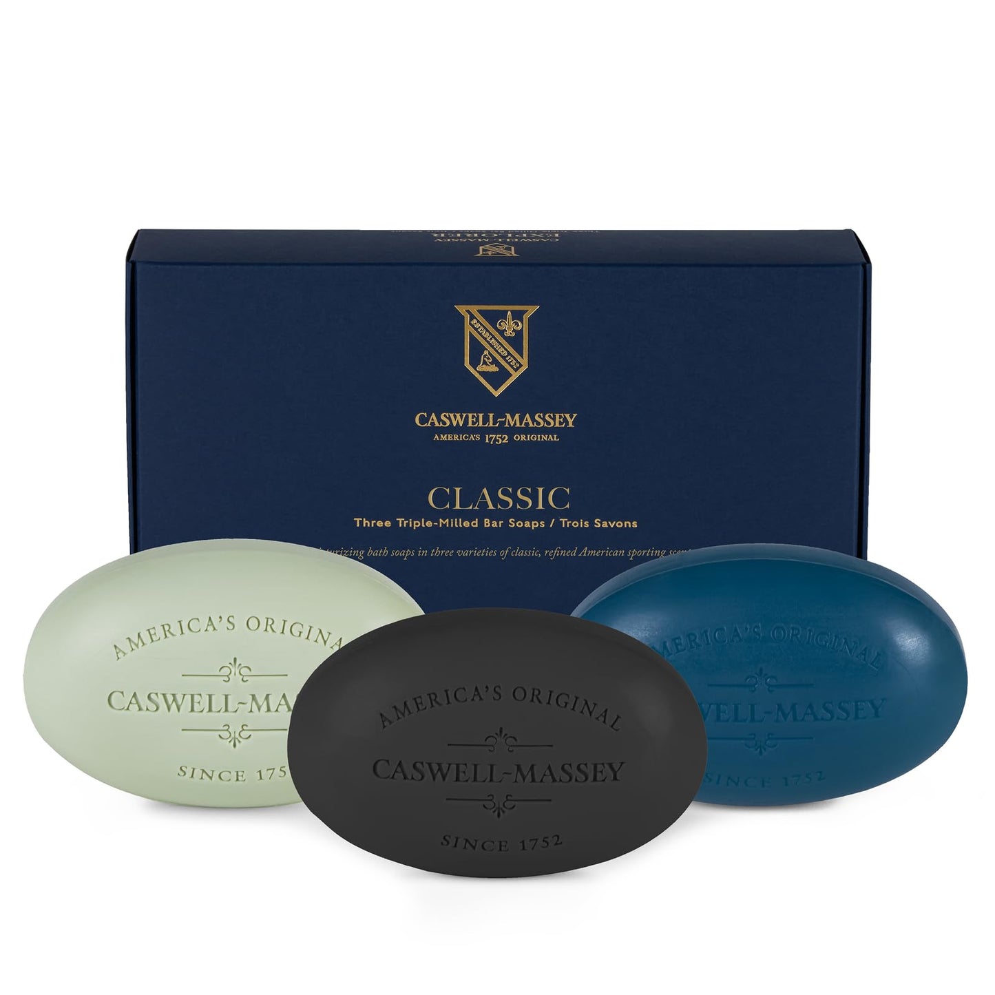 Caswell-Massey Men’s Bar Soap Gift Set - Newport, Oaire & Greenbriar - Moisturizing Triple-Milled Body Wash Bars for All Skin Types, Plant-Based Beauty & Personal Care Caswell-Massey