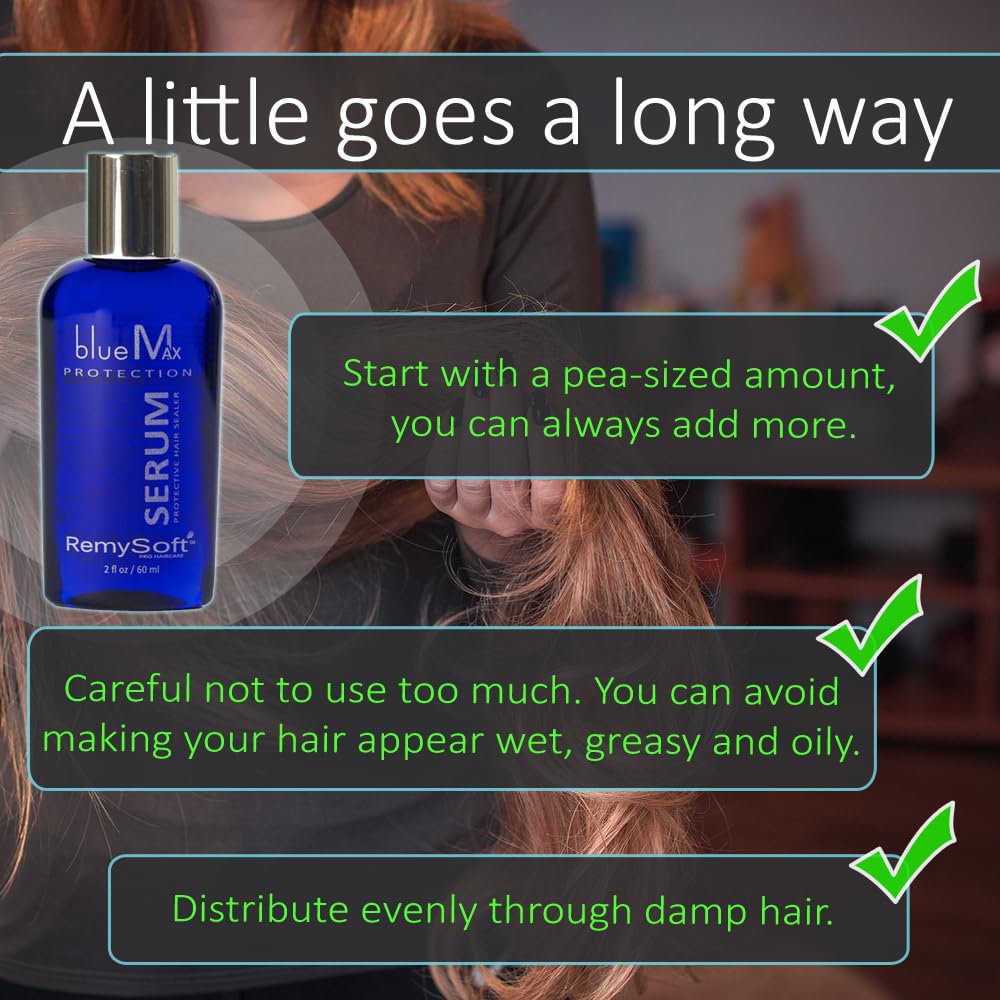 RemySoft blueMax Protective Silicone Serum - Safe for Hair Extensions, Weaves and Wigs - Salon Formula Serum 2oz