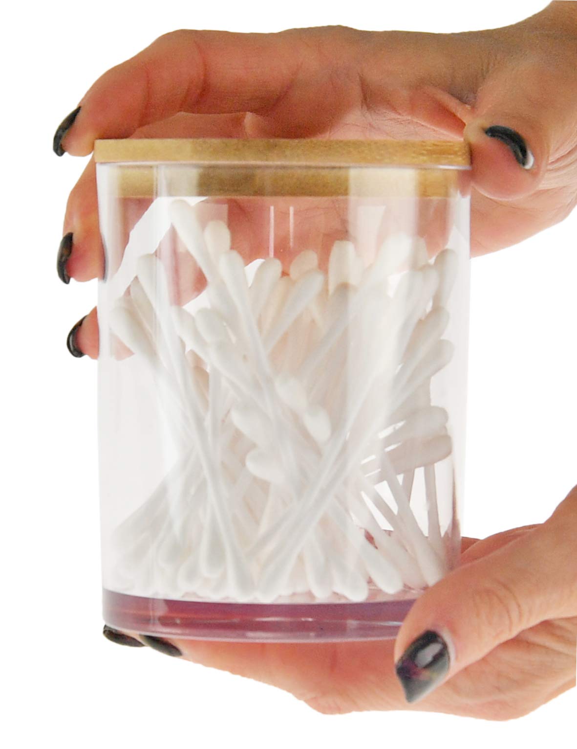 ARAD 3 Pcs Cotton Ball, Swab, Q-tip Storage, Clear Acrylic Jar Container with Bamboo Lid, Easy Organization on Bathroom Counters, Under Sink Placement Beauty & Personal Care ARAD