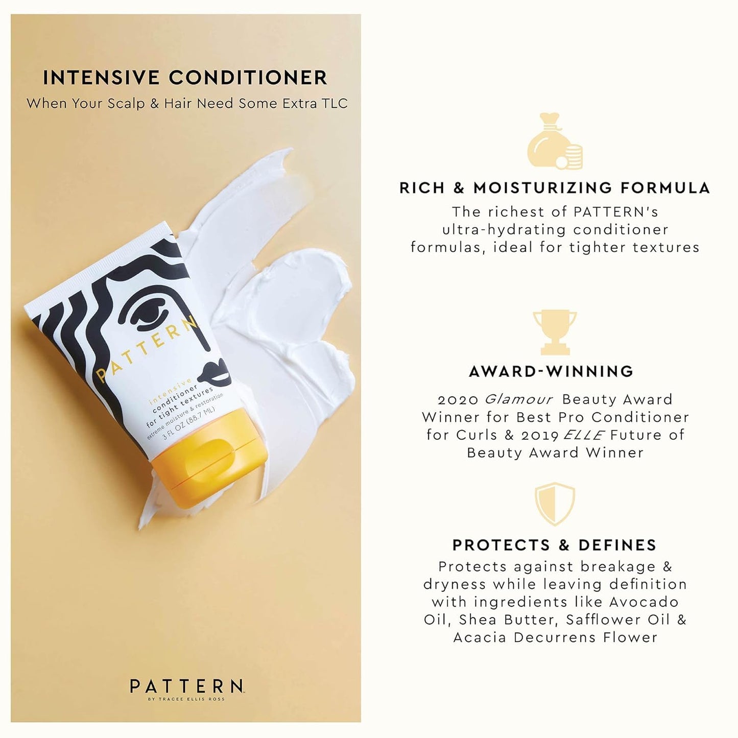 PATTERN Beauty by Tracee Ellis Ross Texture Travel Kit for Curly & Coily Hair, 3a-4c, Includes 3 oz Leave-In Conditioner, Intensive Conditioner Beauty & Personal Care PATTERN