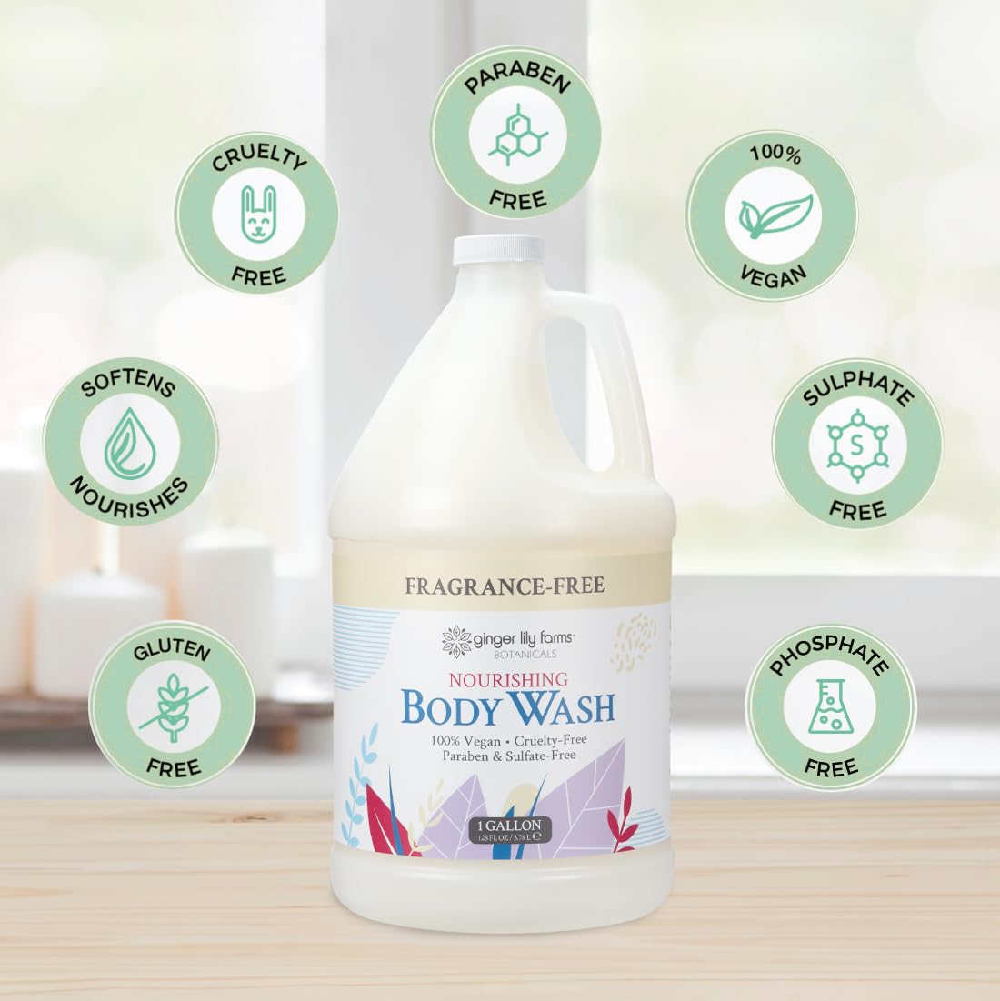 Ginger Lily Farms Botanicals Nourishing Body Wash, 100% Vegan & Cruelty-Free, Fragrance Free, 1 Gallon Refill (Pack of 4) Beauty & Personal Care Ginger Lily Farms