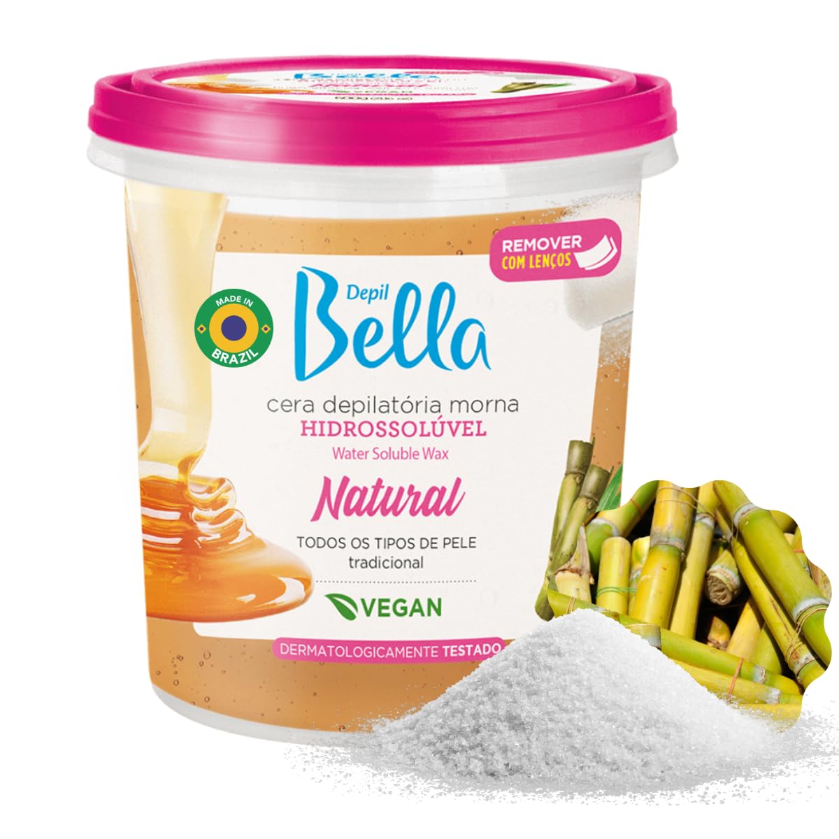 DEPIL BELLA Brazilian Sugar Wax, Hair Removal Wax for Personal & Professional Use, Organic, Natural, Vegan, Washable, All Skin Types - 2.87lbs Beauty and Personal Care DEPIL BELLA