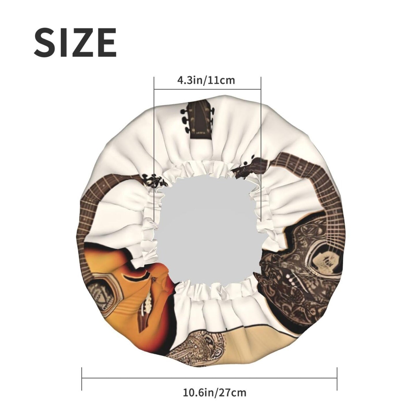 Guitar Shower Cap for Women Men Large Reusable Shower Bonnet Double-Layer Waterproof Bath Caps Elastic Band Hair Hat for All Hairstyles Beauty and Personal Care BWLHJKE