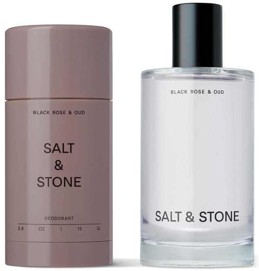 Salt & Stone Signature Scent Duo Set - 48 Hour Aluminum-Free Deodorant & Hydrating Body Mist - Skincare-Infused Deodorant & Body Spray - Black Rose Beauty and Personal Care Salt & Stone