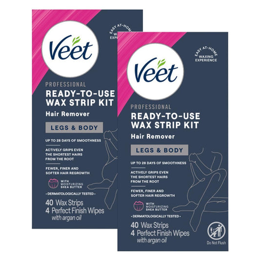 VEET Sugar Wax Strips For Women's Body Hair Removal, Bikini Hair Removal Kit, Pubic, Dermatologically Tested For Body & Intimate Areas, 40ct Wax Beauty and Personal Care Veet