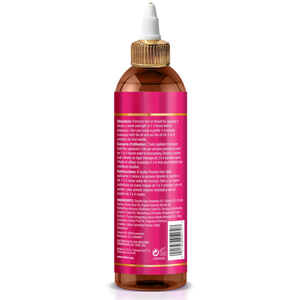 Difeel Rice Water Premium Hair Oil 8 oz. - Strengthening Rice Water Moisturizer for Hair Beauty & Personal Care Difeel