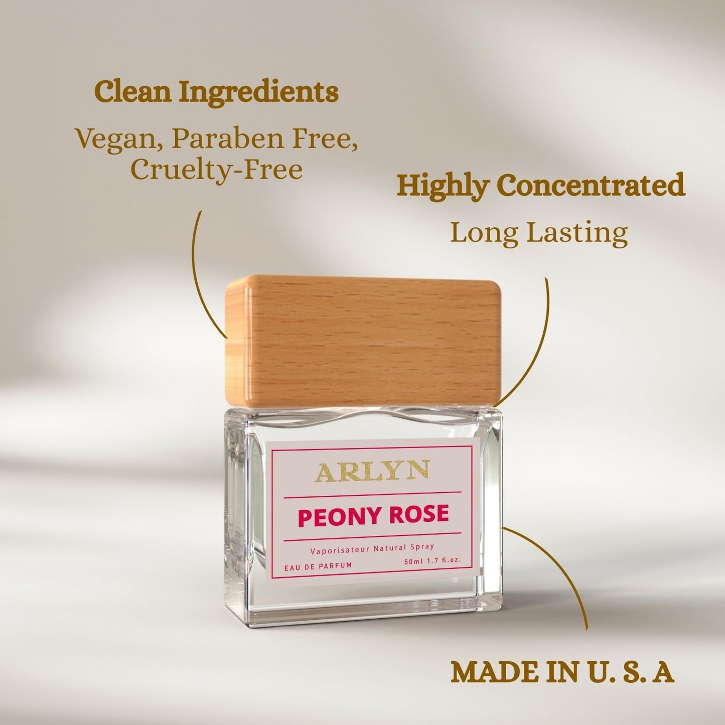ARLYN Peony Rose Eau de Parfum, Peach-Rose-Vanilla, Long-Lasting Perfume for Women, Vegan, Cruelty Free, Made In USA - 50 ml | 1.7 FL Oz Beauty & Personal Care ARLYN BY BELLEVUE PARFUMS