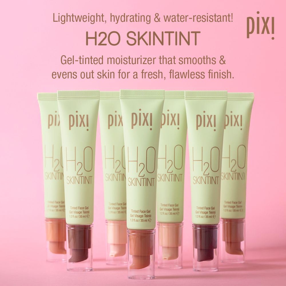 Pixi H2O SkinTint | Tinted Face Gel Moisturizer | Lightweight Hydrating Coverage with Hyaluronic Acid | Evens Skin Tone & Reduces Redness | Oil-Free