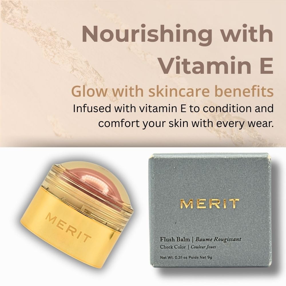 MERIT Flush Balm Cream Blush - Archival Cool Mauve | Hydrating Radiant Cheek & Lip Tint Stick with Vitamin E | Lightweight, Buildable, Vegan &