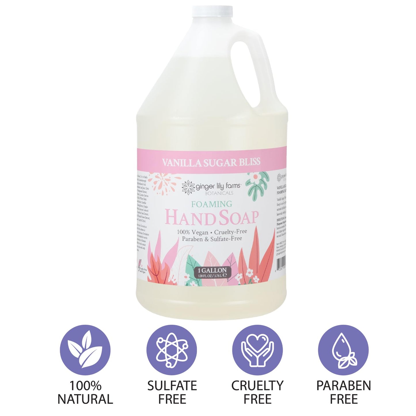 Ginger Lily Farms Botanicals All-Purpose Foaming Hand Soap Refill, 100% Vegan & Cruelty-Free, Vanilla Sugar Bliss Scent, 1 Gallon (Pack of 4) Beauty & Personal Care Ginger Lily Farms