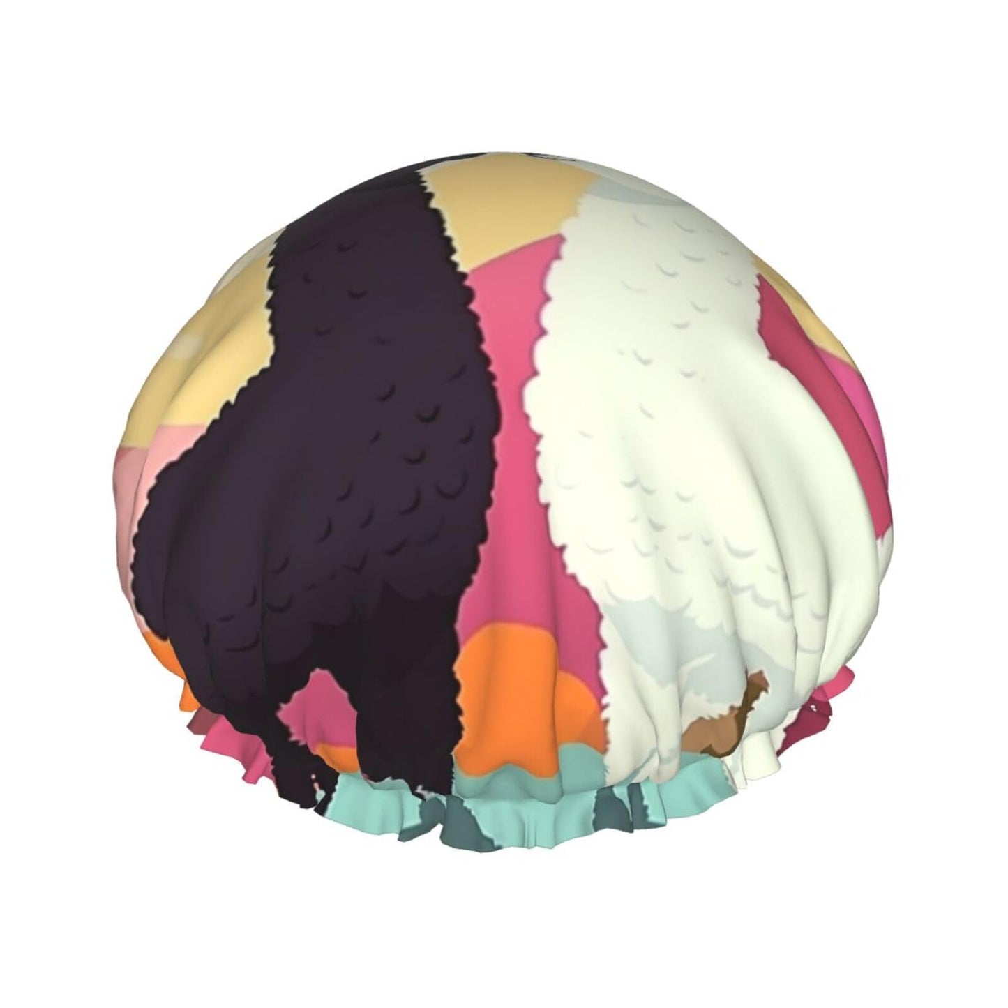 Alpacas In Love In The Mountains Shower Cap For Women Reusable Double Layers Bathing Bath Cap Hair Caps Waterproof Elastic Band Ladies Spa Salon Beauty and Personal Care GDSHJKLW