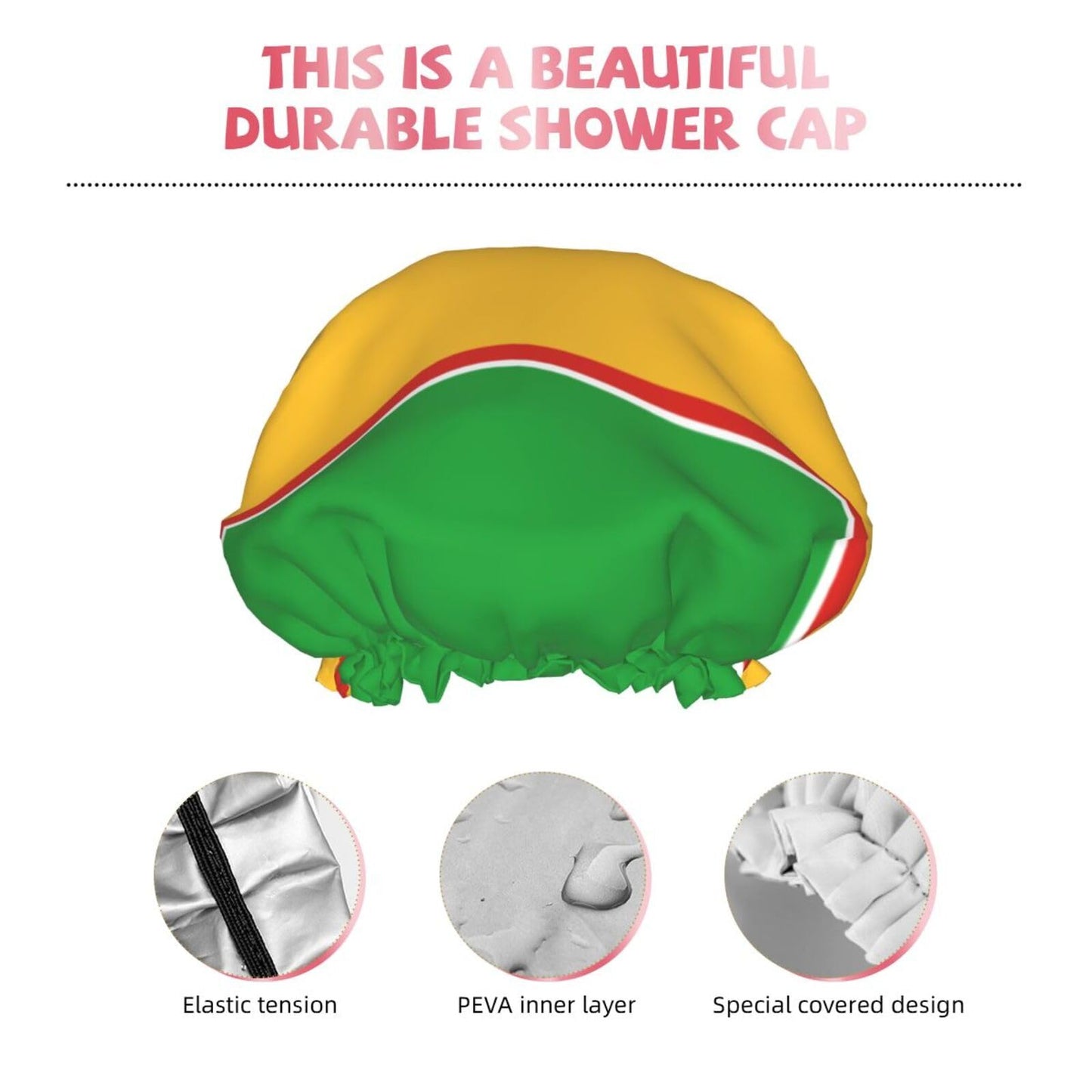 Karakalpakstan Flag Prints Shower Cap Double Layer Lined Waterproof Bathing Shower Hat Beauty and Personal Care Hayyett