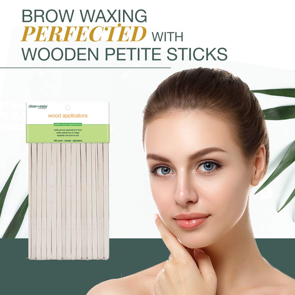Clean + Easy Petite Wooden Applicator Waxing Sticks - Small Wax Sticks for Hair Removal Waxing, 100 Count Beauty and Personal Care Clean + Easy