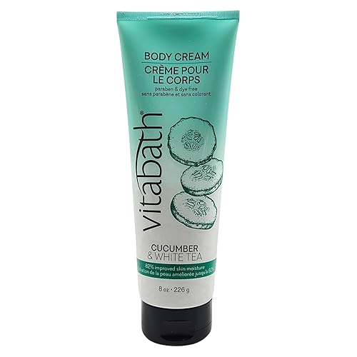 Vitabath Cucumber & White Tea Moisturizing Body Cream - Soothing Hydration Vitamin & Nutrient Skin Care - Replenishing All Over Dry Skin Lotion Beauty & Personal Care Vitabath