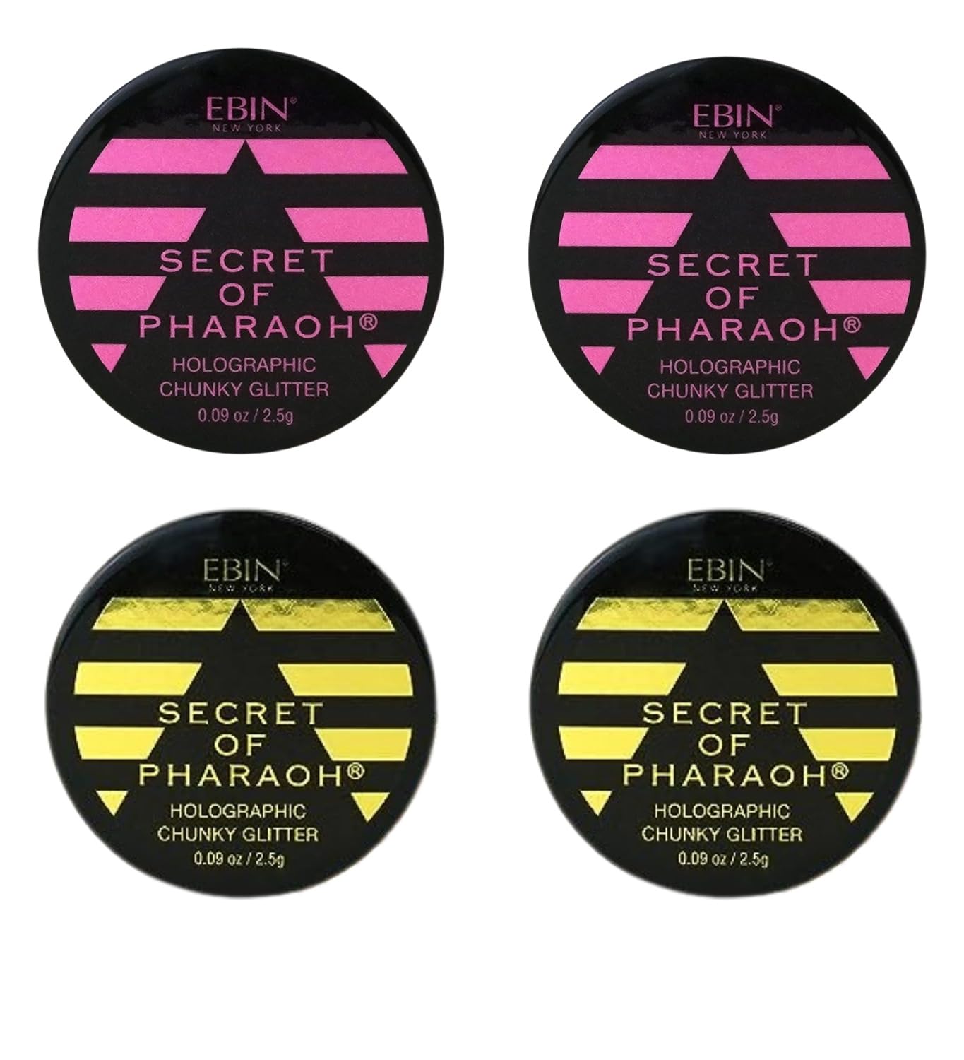 Chunky Glitter - Secret of Pharaoh Holographic Chunky Glitter - Pink Passion and Gold Empire by EBIN NEW YORK Bundle - Shimmering, Iridescent Beauty & Personal Care EBIN NEW YORK