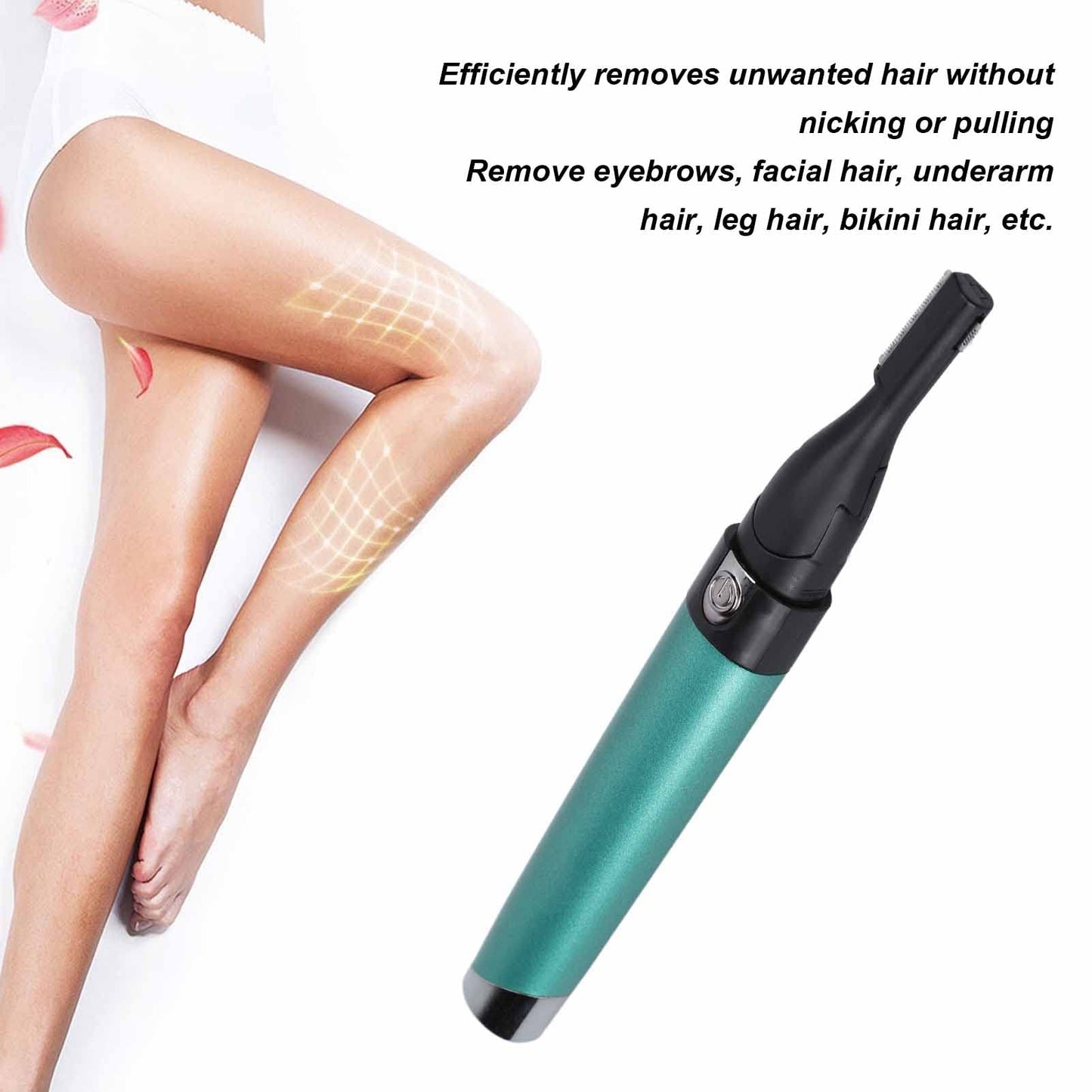Yinhing Electric Eyebrow Trimmer,Portable Hair Remover Trimmer Painless Shaver Kit for Women Men Lips Armpit Leg Body,Battery Operated (Green) Beauty and Personal Care Yinhing