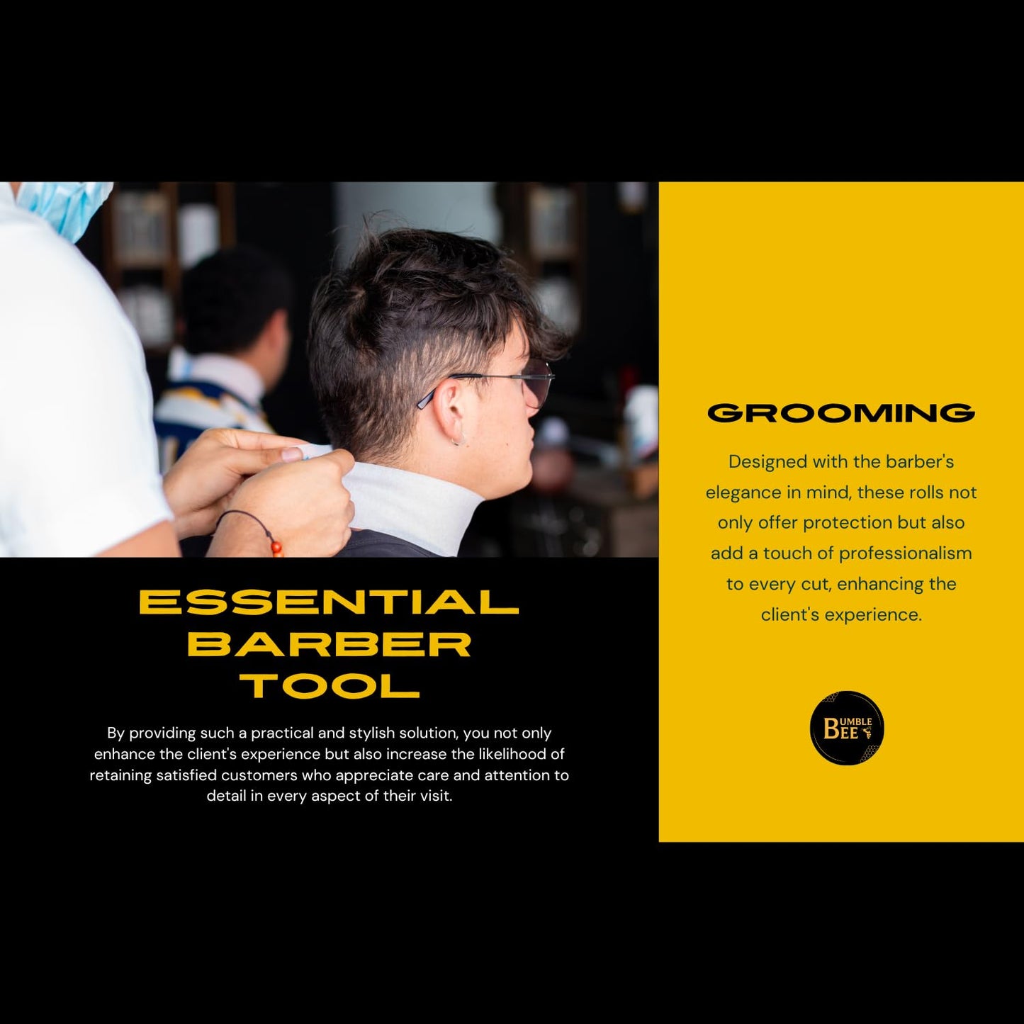 BUMBLEBEE Premium Neck Strips - Essentials 5 Rolls, 500 Strips, Quick Access White Paper for Barbershop Hair Styling Beauty and Personal Care BUMBLE BEE