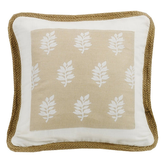 HiEnd Accents Newport Decorative Throw Pillow 18x18 inch, White, Cream, Trimmed Framed Chic Casual Boho Romantic Accent Pillow for Bed, Couch, Sofa Beauty and Personal Care H HIEND ACCENTS