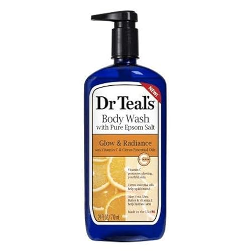 Body Wash with Pure Epsom Salt, Glow & Radiance, Vitamin C & Citrus Essential Oils Teal's, 24 fl oz (Pack of 2) Beauty & Personal Care Pure Epsom