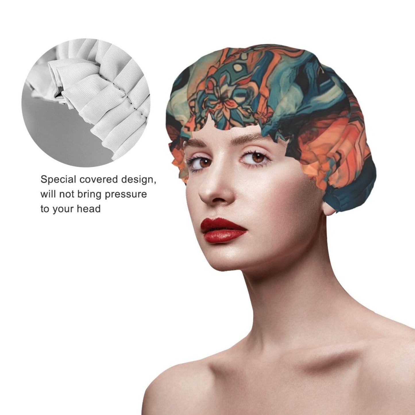 Abstract Elephant Shower Cap For Women Reusable Double Layers Bathing Bath Cap Hair Caps Waterproof Elastic Band Ladies Spa Salon Shower Hat Hair Caps Beauty and Personal Care GDSHJKLW