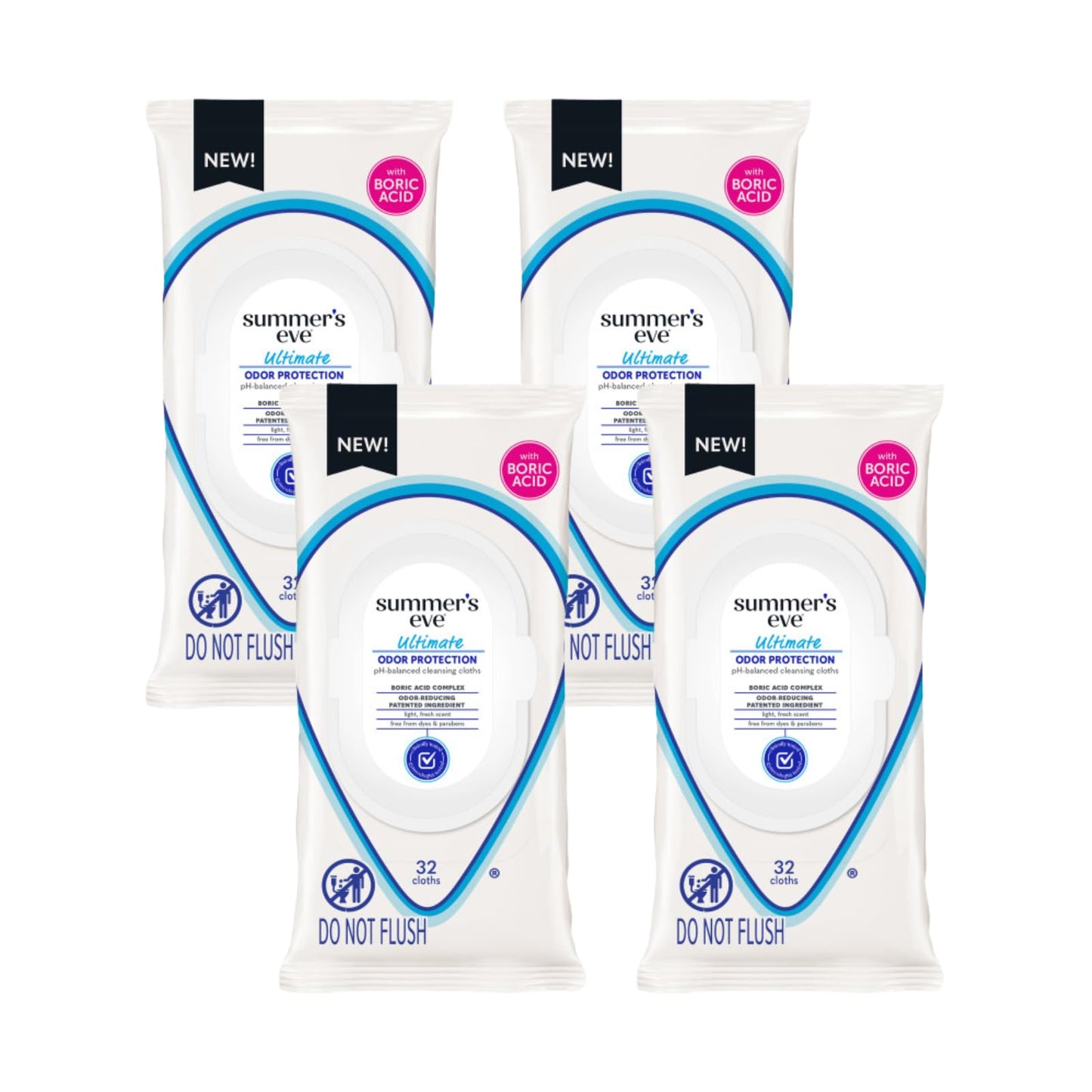 Summer’s Eve Ultimate Odor Protection Feminine Cleansing Wipes, Daily Intimate Cloths, with Boric Acid Complex, pH Balanced, Removes Odor, 32 Count Beauty and Personal Care Summer's Eve