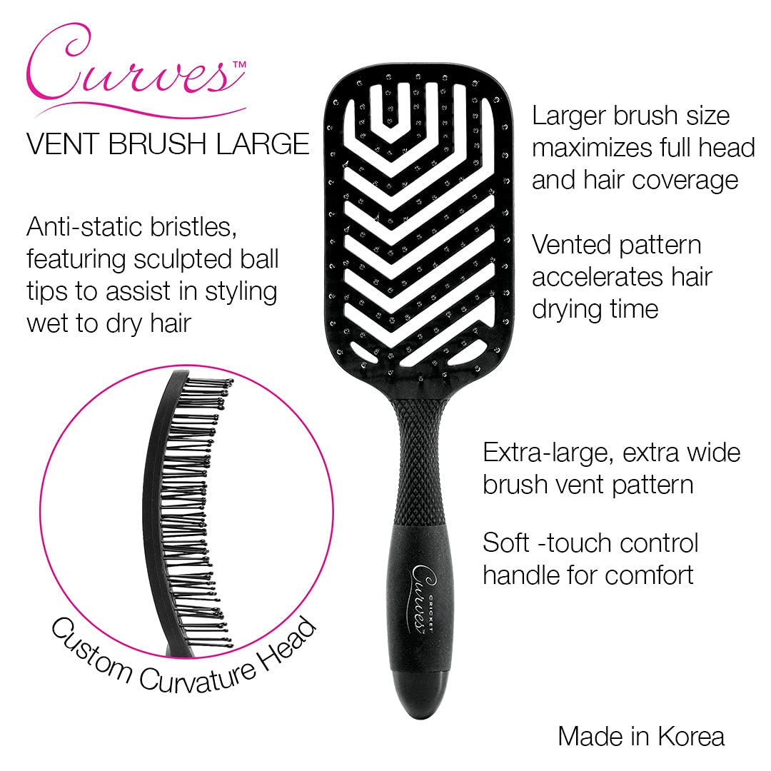 Cricket Curves Large Wide Vent Hair Brush for Blow Drying and Styling Anti-Static Nylon Bristle Brush for Long, Short, Thick, Thin, Curly, All Hair Beauty & Personal Care Cricket