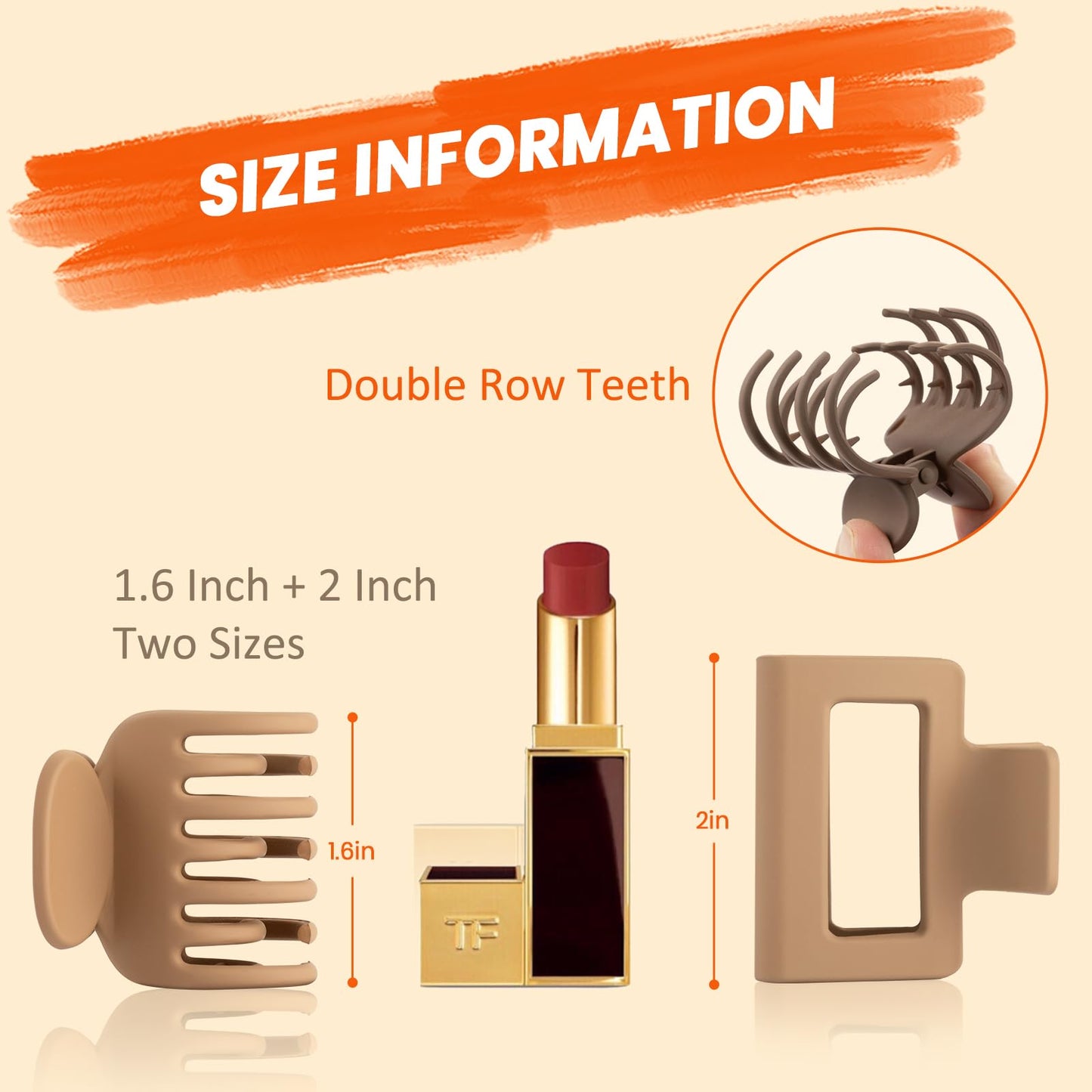 DEPOKA Matte Hair Clips for Women and Girls - Rectangle and Double Row Small Claw Clips for Thin/Medium Fine Hair - Nonslip Jaw Clips (Beige, Khaki Beauty and Personal Care DEPOKA