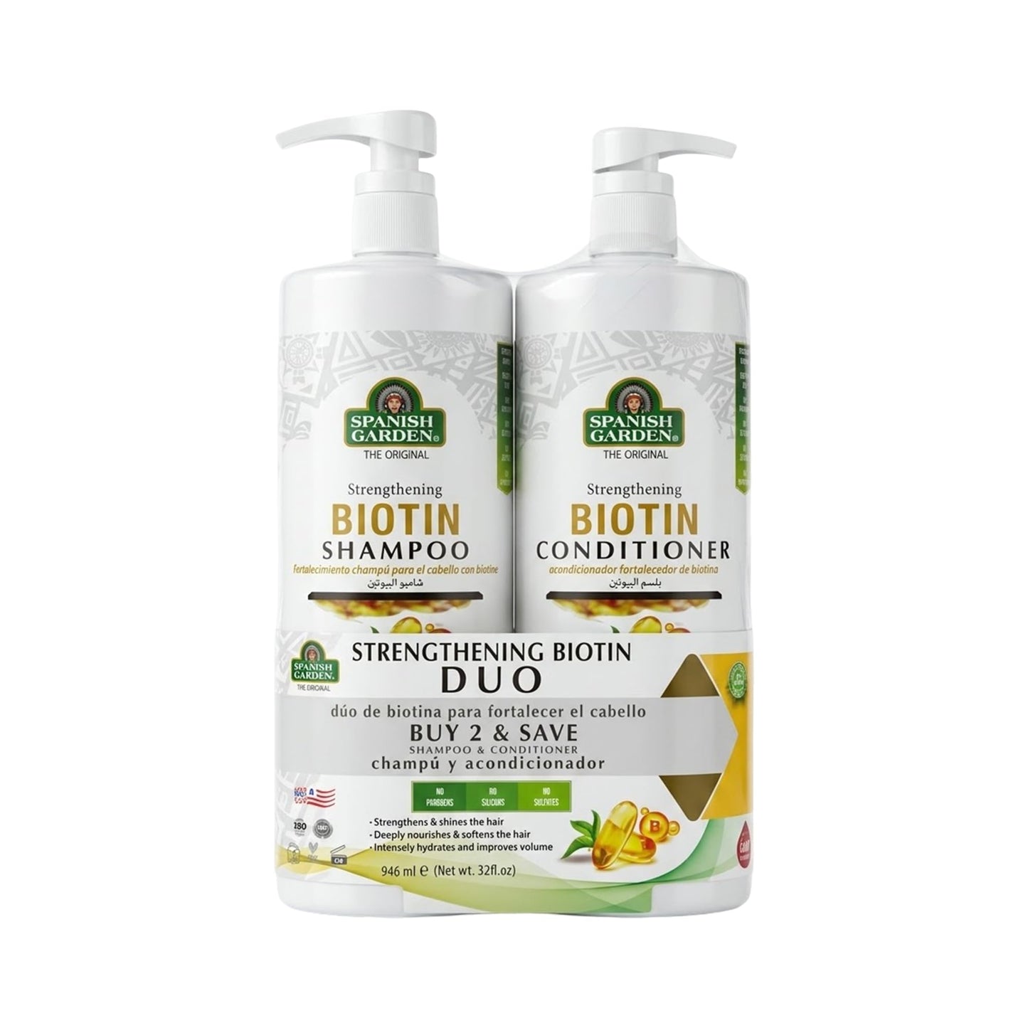 Spanish Garden Biotin Shampoo & Conditioner Set 2 Pound Beauty & Personal Care Spanish Garden
